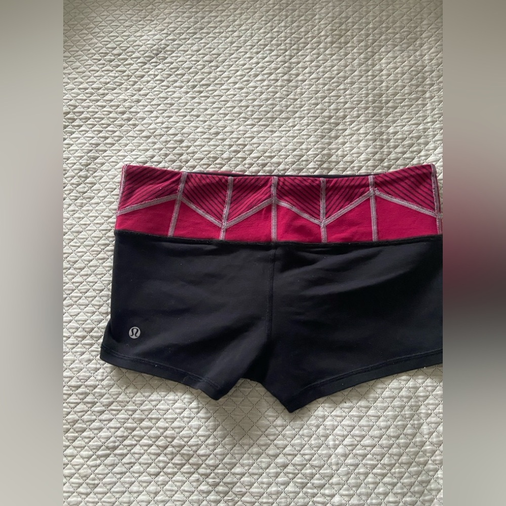 lululemon athletica Women's Black Shorts with Pink Waistband